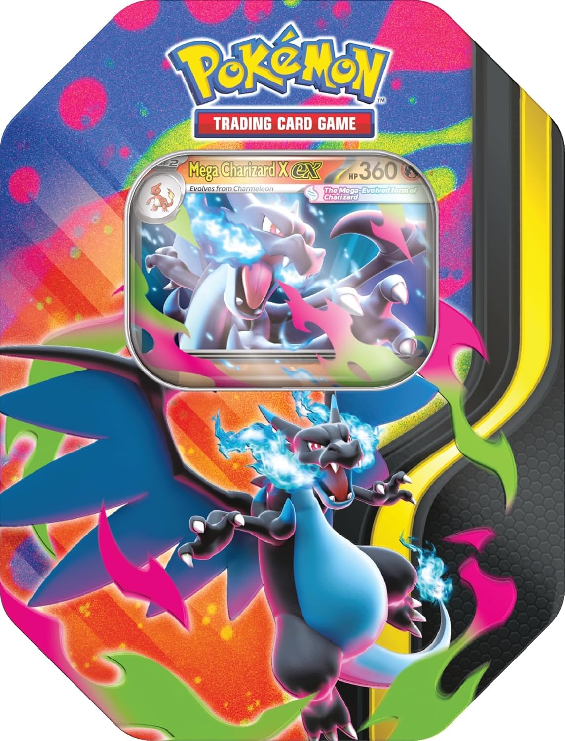 Pokémon TCG Mega Charizard ex Promo Card and Tin with 4 Packs O49355