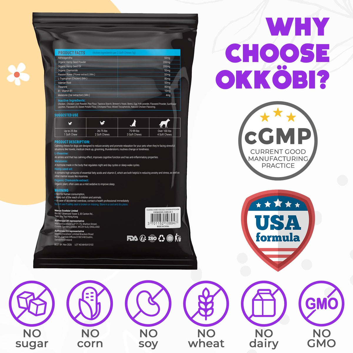 Chicken Flavor 60 Count Calming Chews for Dogs S94862