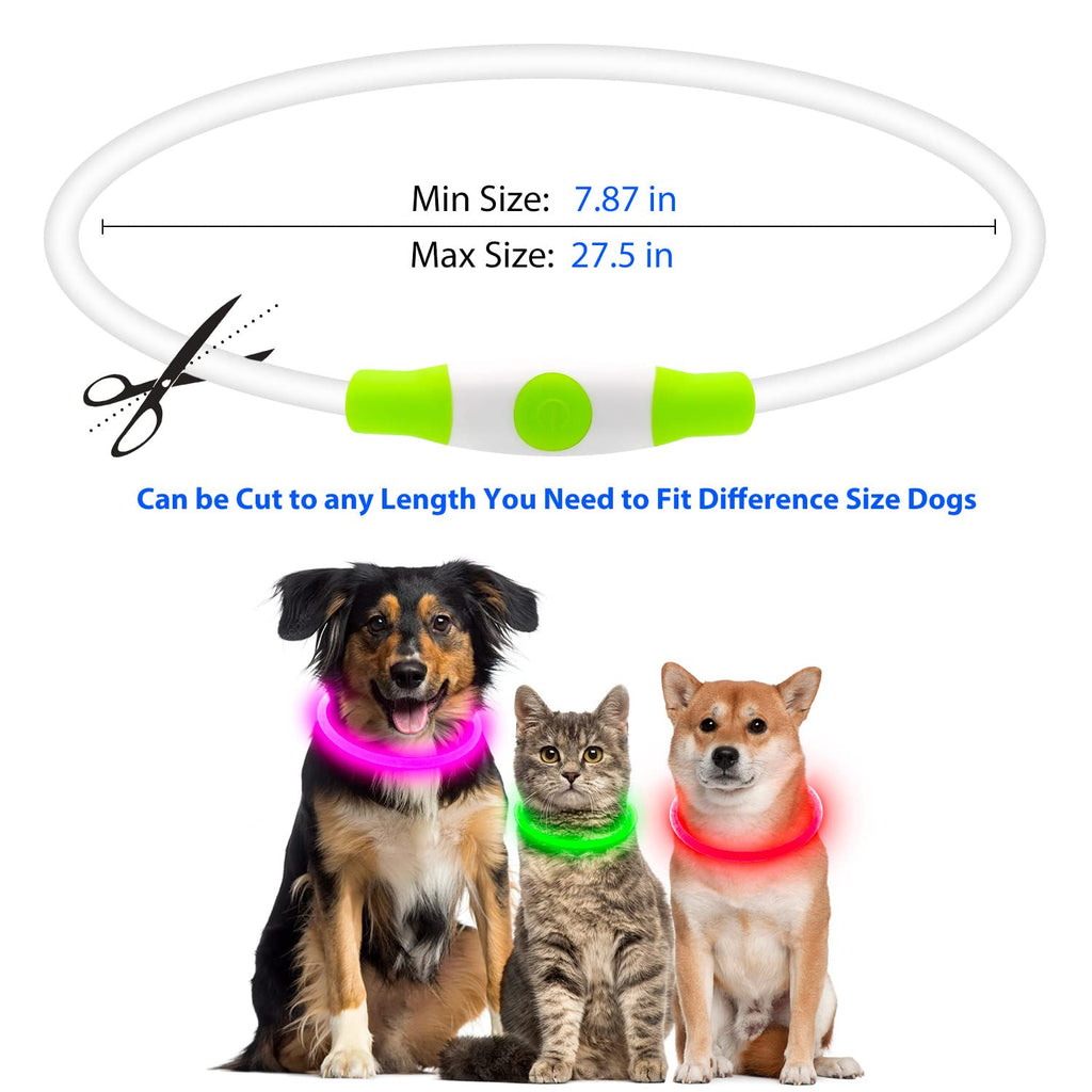 LED Dog Collar USB Rechargeable Green K46175