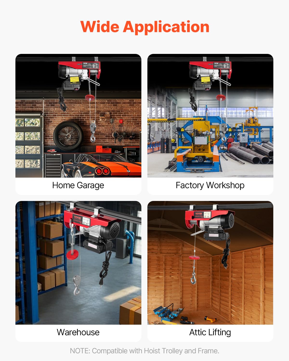 110v 440lbs Electric Hoist with Wireless Remote Control H288711