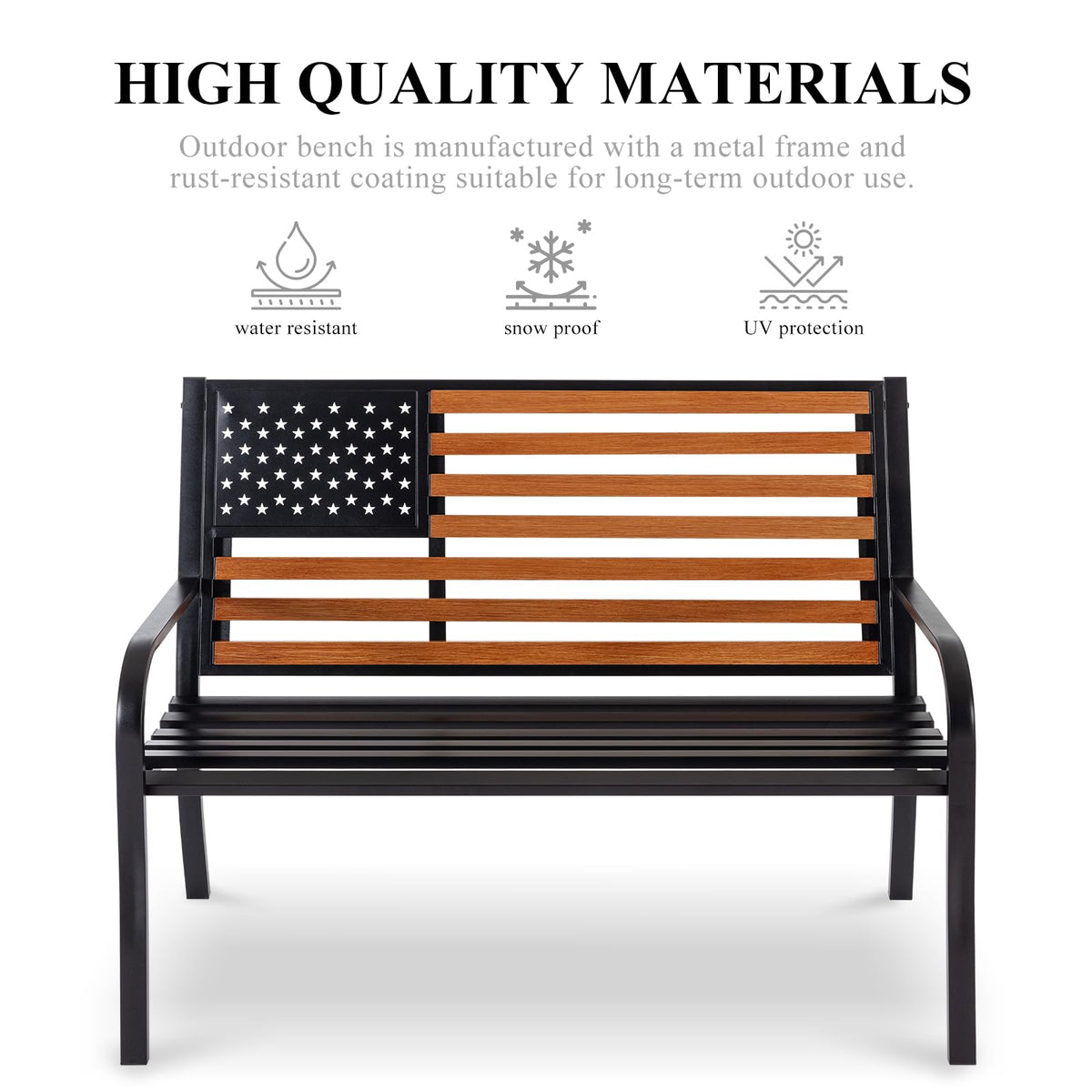 50" Outdoor Garden Bench with Weatherproof Seat U7785