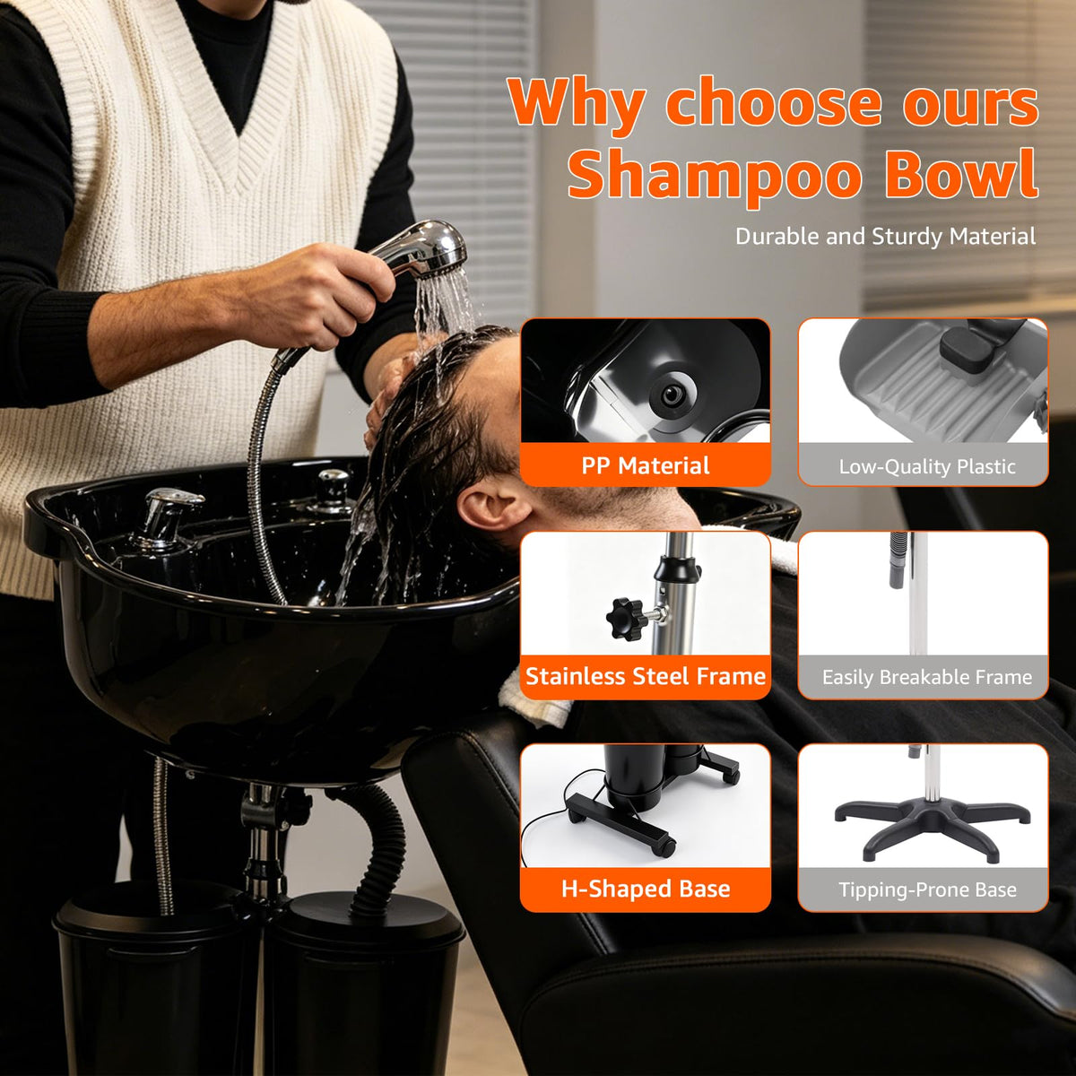 Portable Shampoo Bowl with Electric Pump V13630