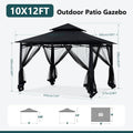 10x12 ft Heavy Duty Patio Gazebo with Netting Walls P9504