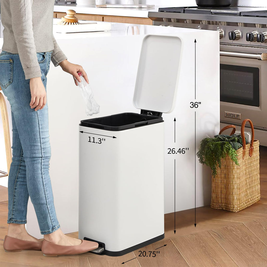 13 Gallon Stainless Steel Slim Trash Can with Soft-Close Lid E81083