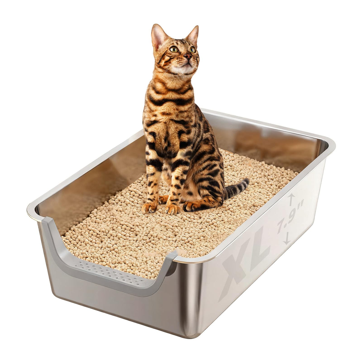 Stainless Steel Cat Litter Box with Low Entry H59814
