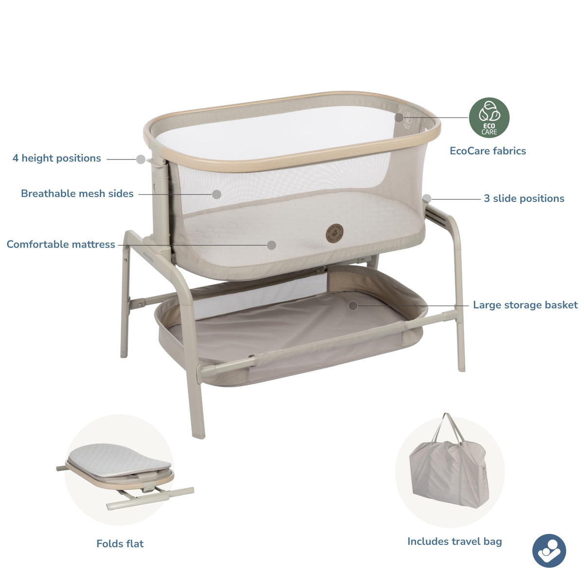 Baby Bassinet Bedside Sleeper with Storage Basket H708937