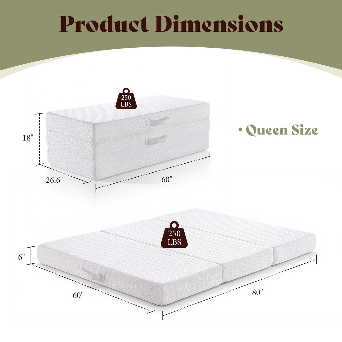 Queen Tri-Fold Memory Foam Mattress W641174