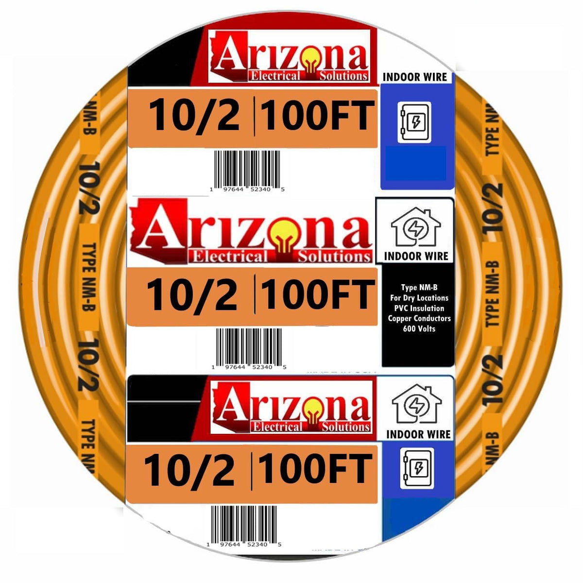 100-Feet 10/2 Type NM-B Bare Copper Wire Orange Z4659