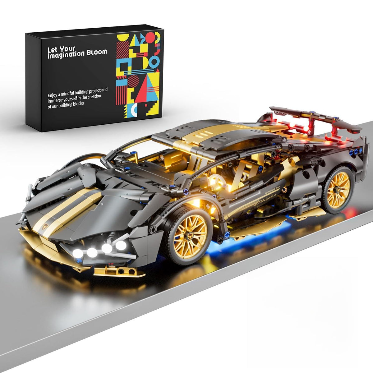 1:14 Building Block Car Set with LED W49583