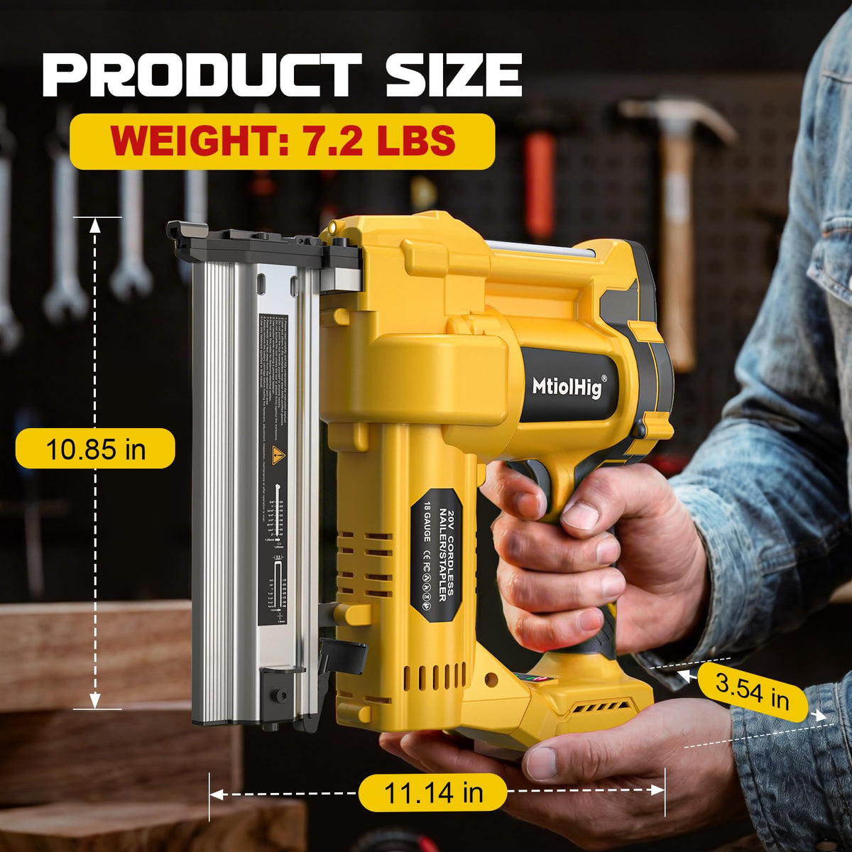 Cordless 2" Brad Nailer, 18 Gauge 2-in-1 Nail Gun/Staple Gun P6279