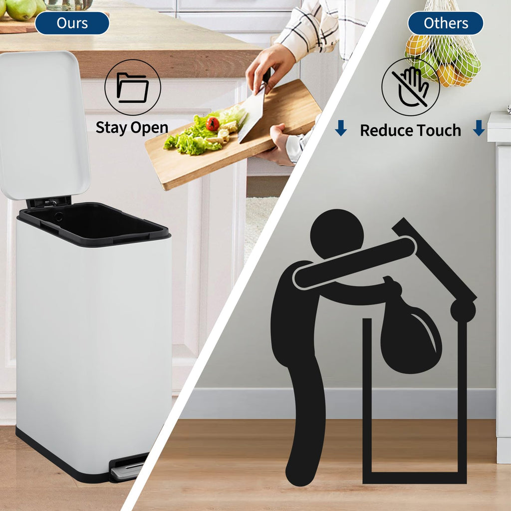 13 Gallon Stainless Steel Slim Trash Can with Soft-Close Lid E81083