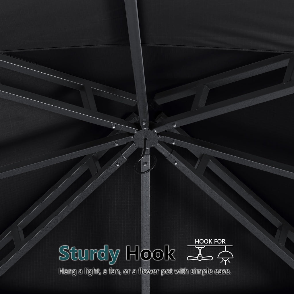 10x12 ft Heavy Duty Patio Gazebo with Netting Walls P9504
