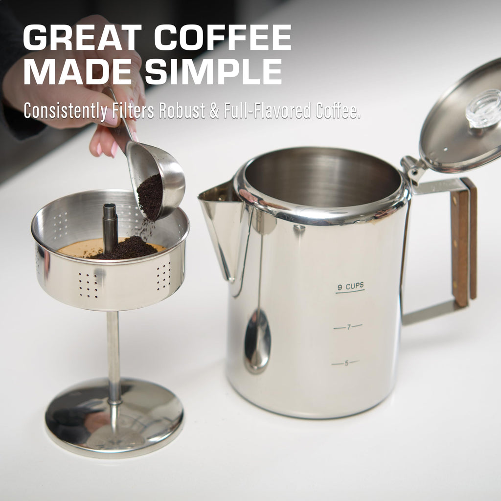 Percolator Coffee Pot with Glass Globes and Filters W7192