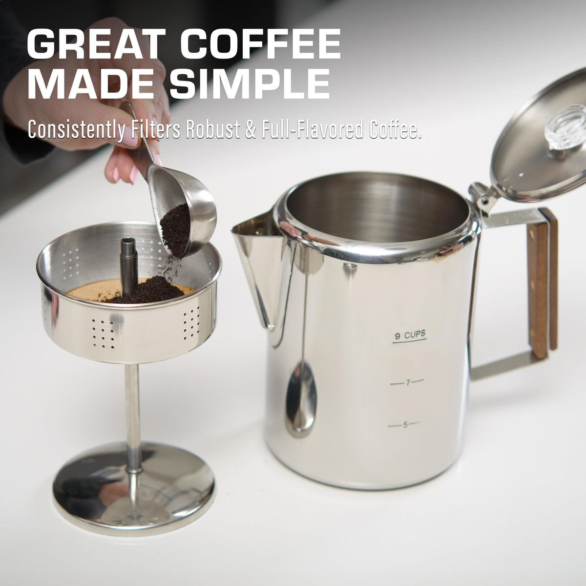 Percolator Coffee Pot with Glass Globes and Filters W7192