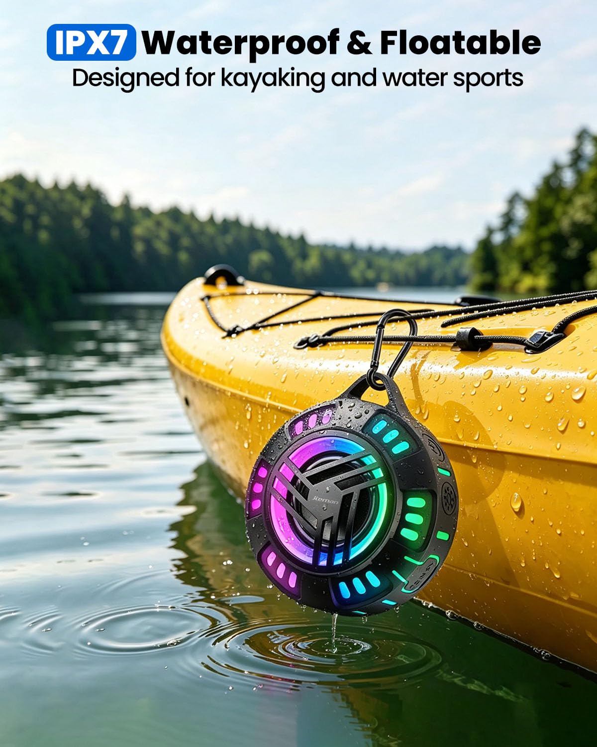 Bluetooth Waterproof Portable Speaker with LED Light Modes M61522