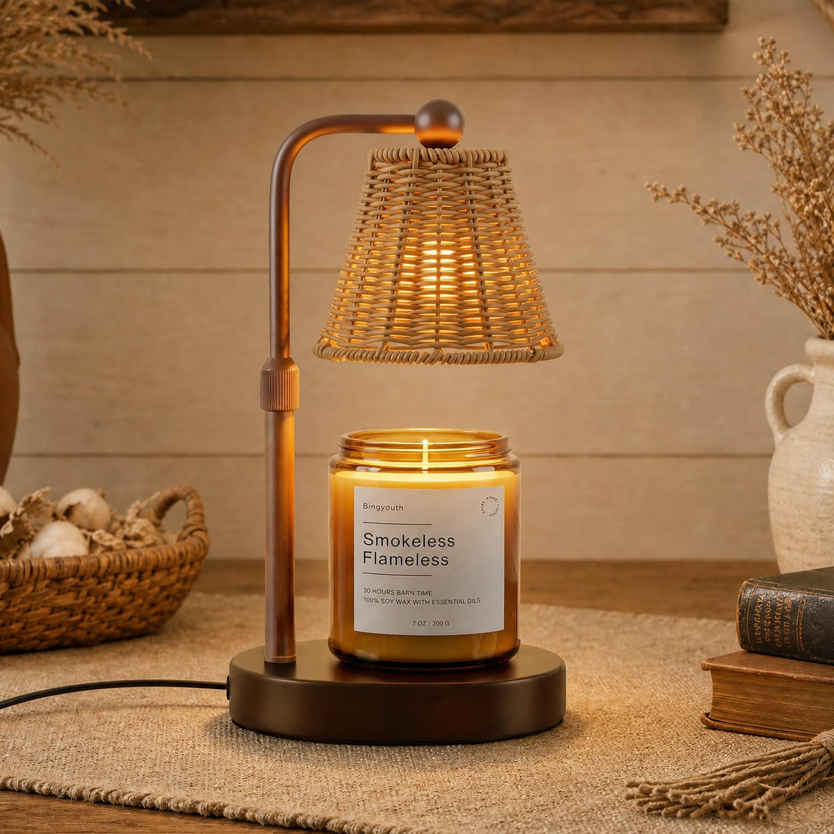 Candle Warmer Lamp with Timer, Brown Y69594