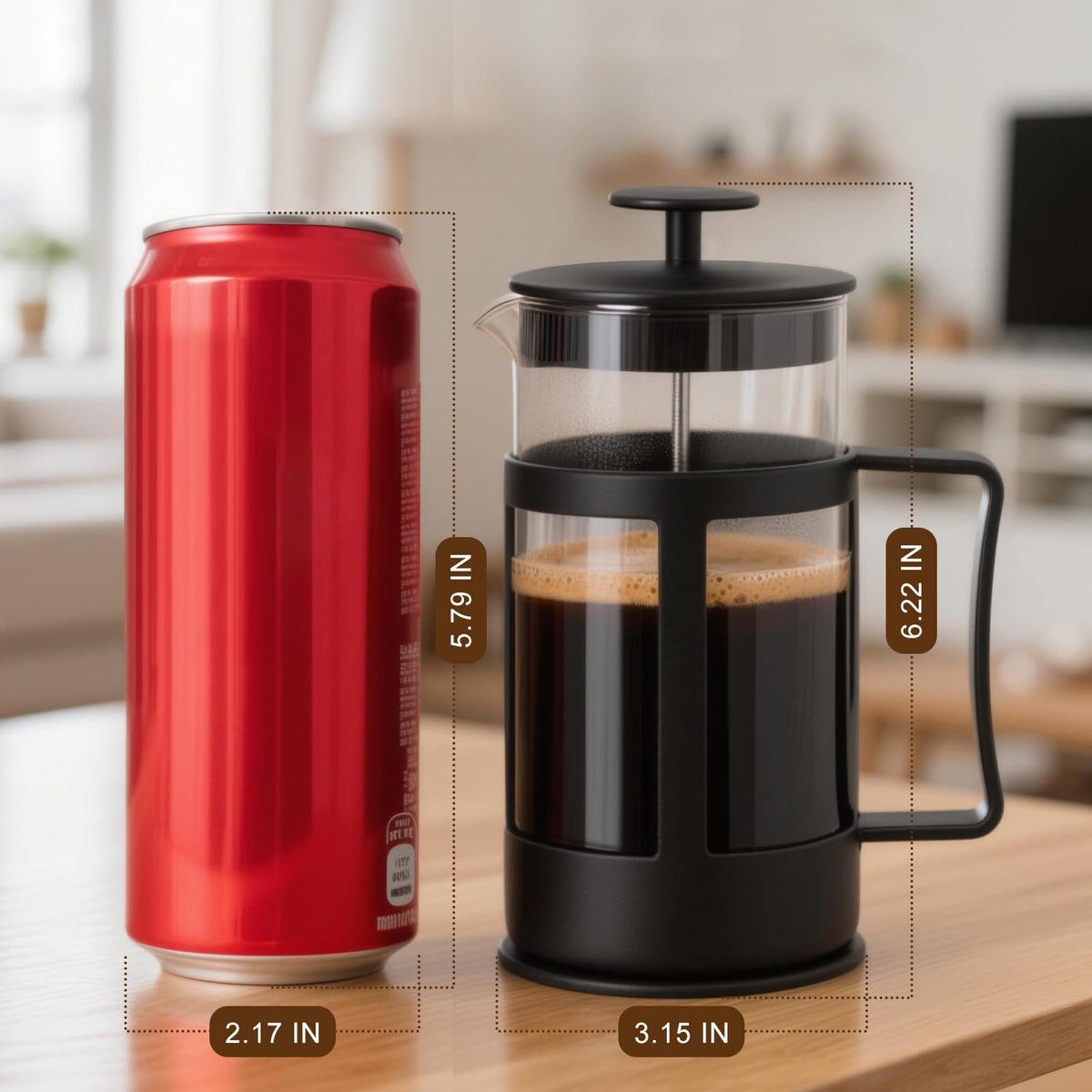 12OZ Glass Stainless Steel French Press Coffee Maker M474