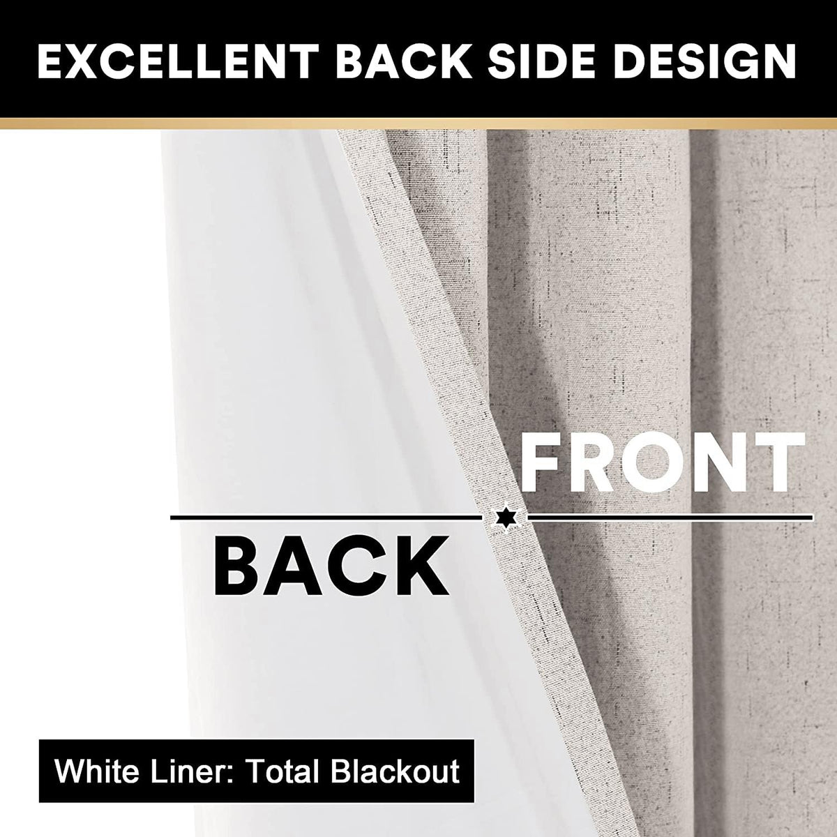 Blackout Curtains 84 Inches Long Faux Linen Thermal Insulated W100 X L84 Inch K3731