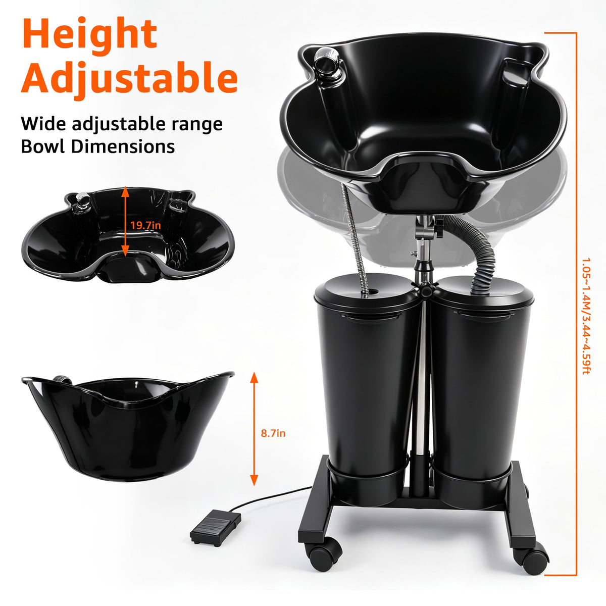 Portable Shampoo Bowl with Electric Pump V13630