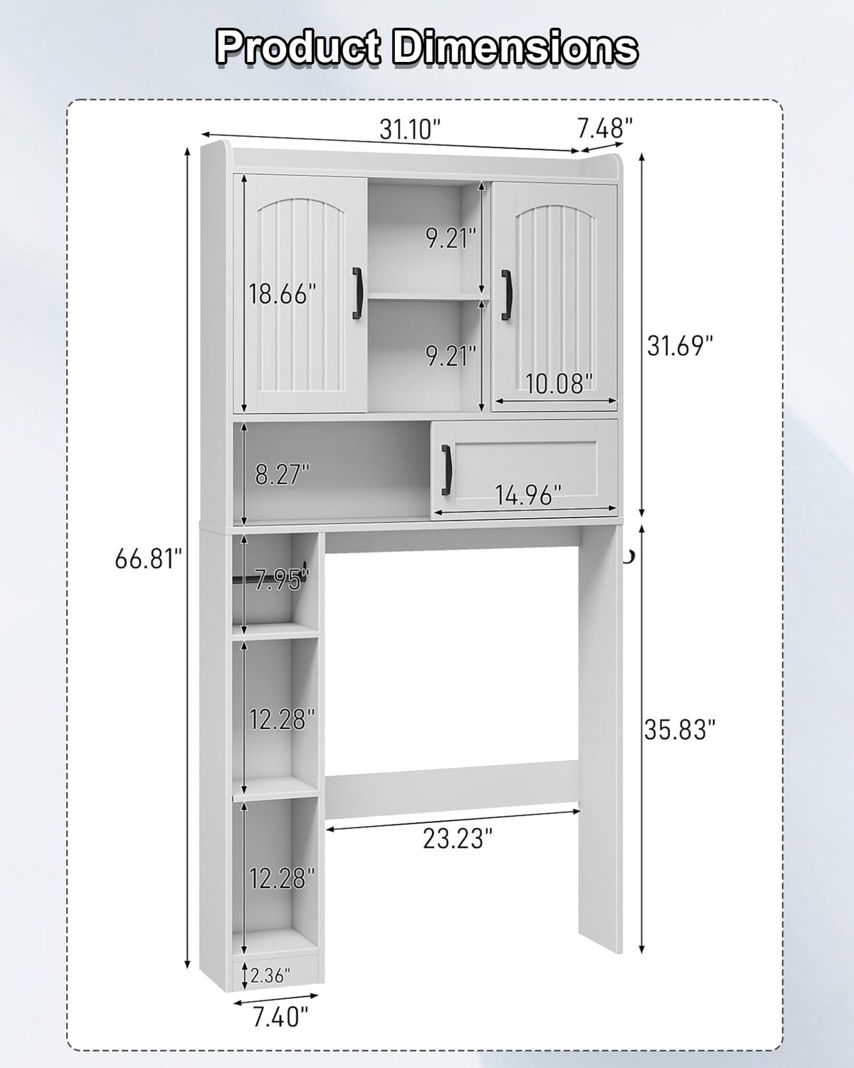 Over The Toilet Cabinet with 2 Barn Doors & Sliding Door, White K66259