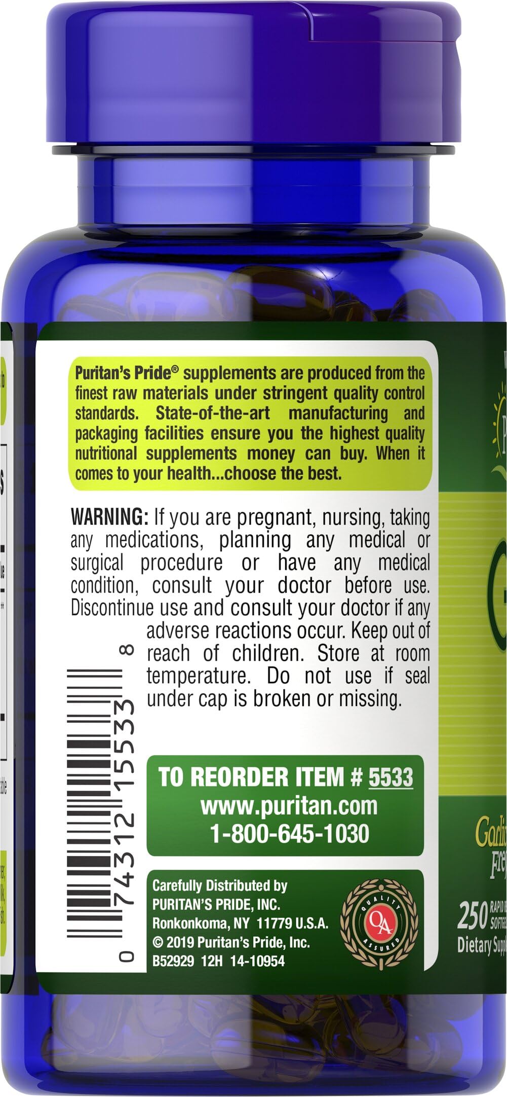 Odorless Garlic 10mg 250 Softgels S6869