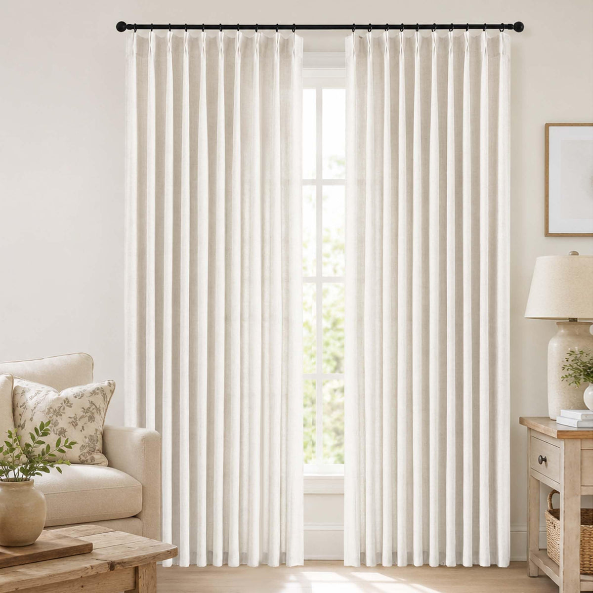 Extra Wide Pinch Pleated Curtains 90 Inches Long 2 Panels Set L331858