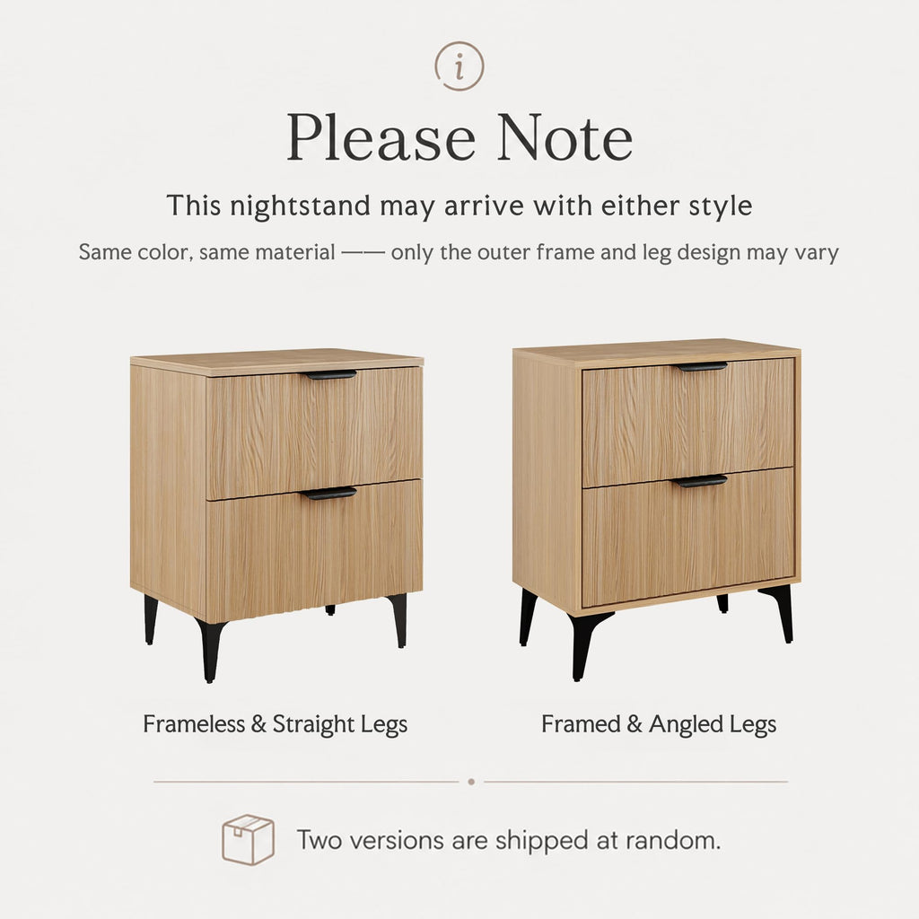 Wood Nightstand Set of 2 with 2 Drawers I232758