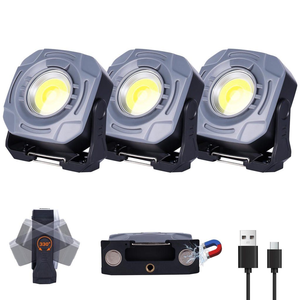 3 Pack 4000mAh 840 Lumens Magnetic Rechargeable Work Light R550063