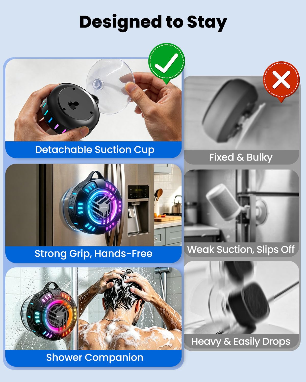Bluetooth Waterproof Portable Speaker with LED Light Modes M61522