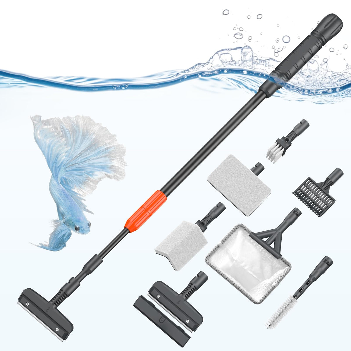 7 in 1 Aquarium Cleaning Kit with Adjustable Long Handle J4458