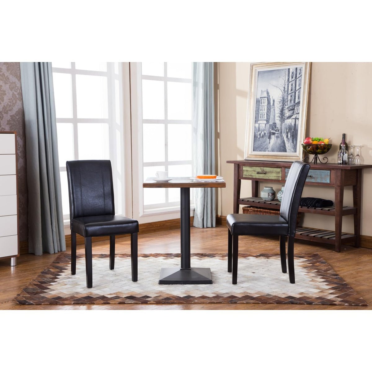 Black Faux Leather Parson Chair Set of 2 L36452