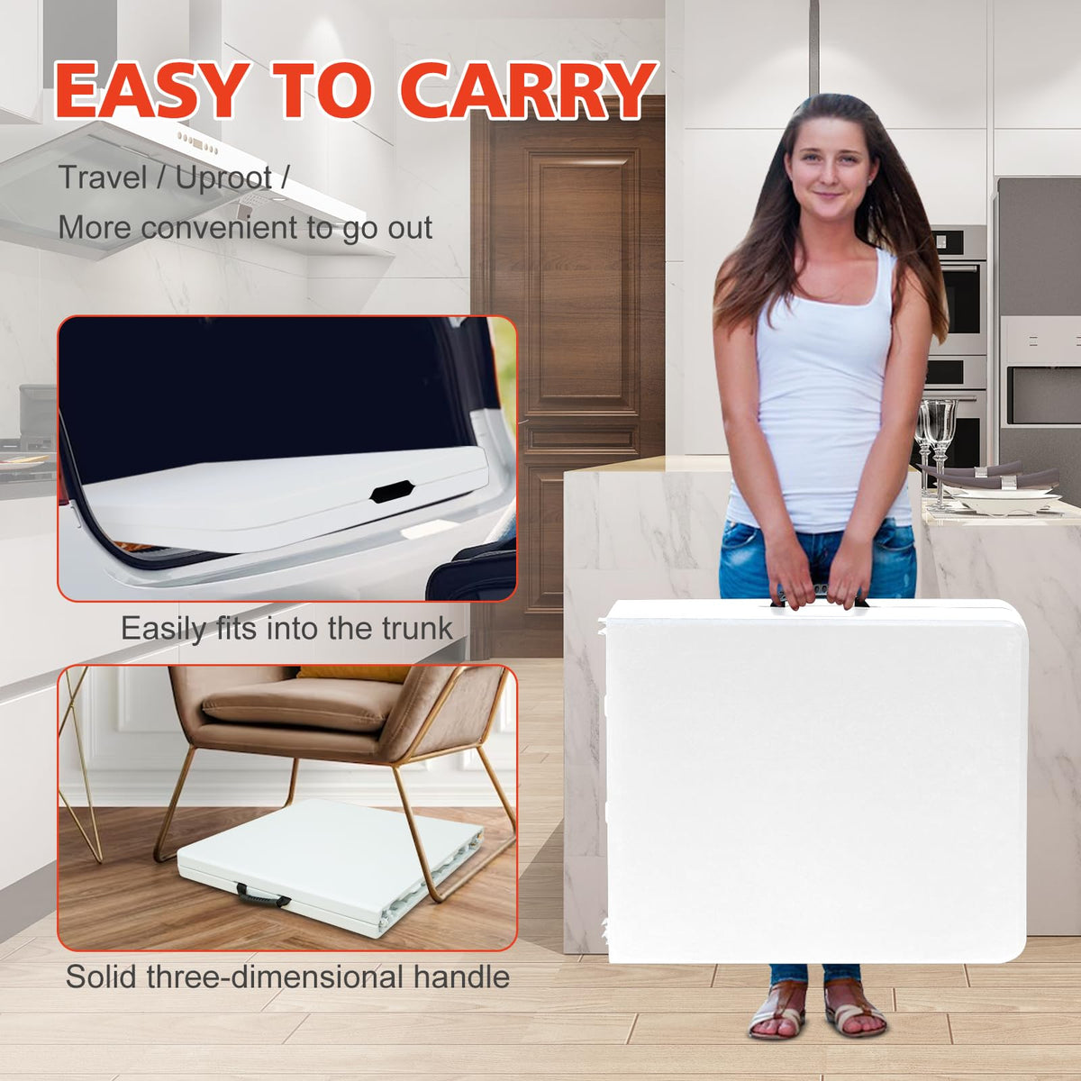4Ft Portable Folding Table White G960
