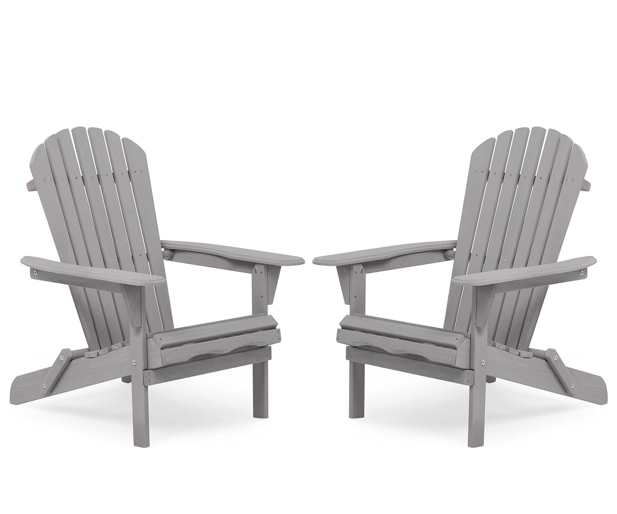Wood Folding Adirondack Chair Set of 2 Solid Cedar V719
