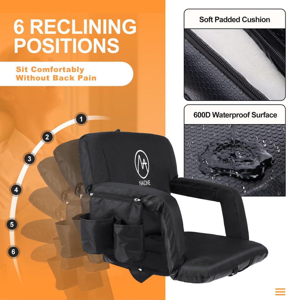 Folding Stadium Seat with Back Support and Armrests J24781