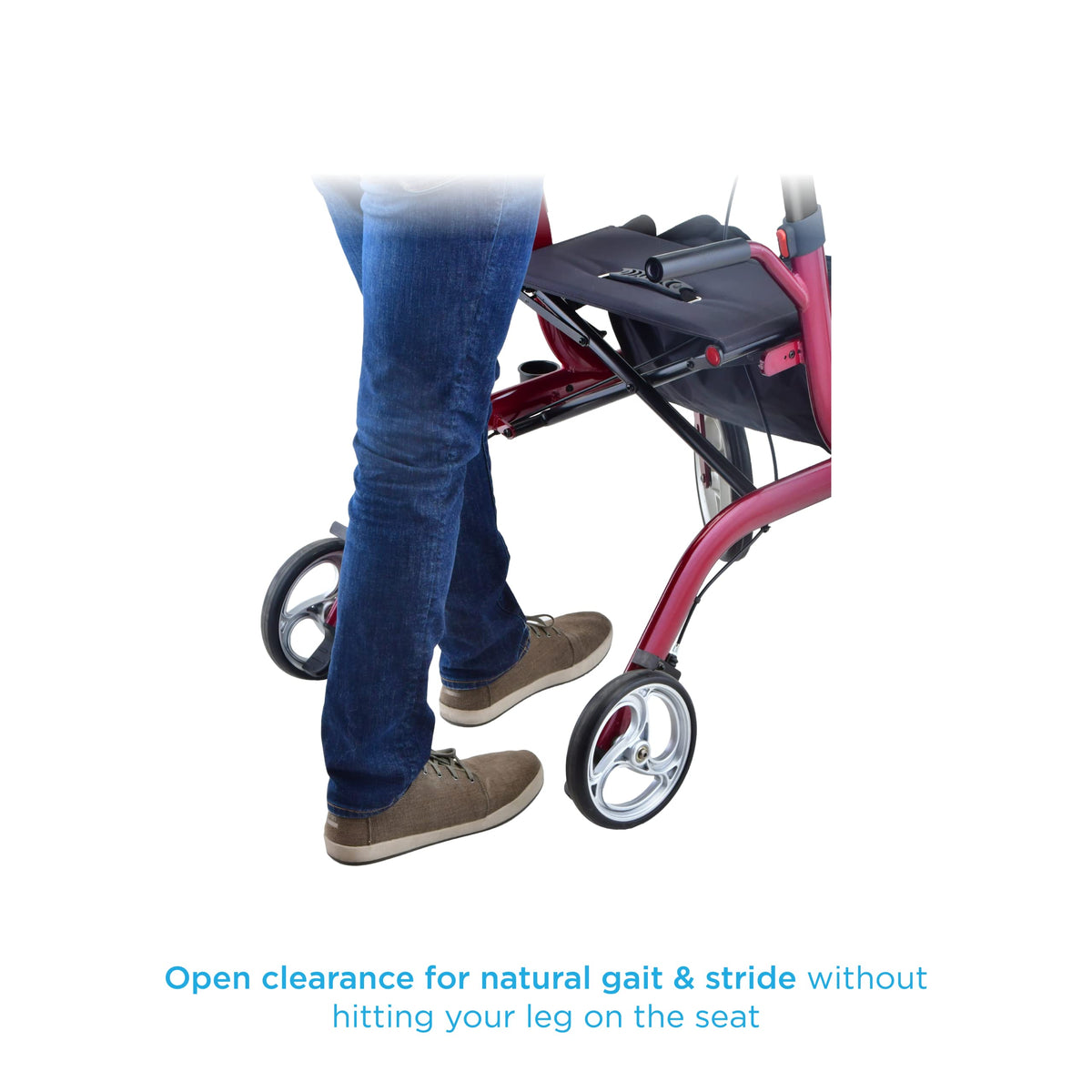 Blue Upright Rollator Walker with 10 Inch Front Wheels F7626