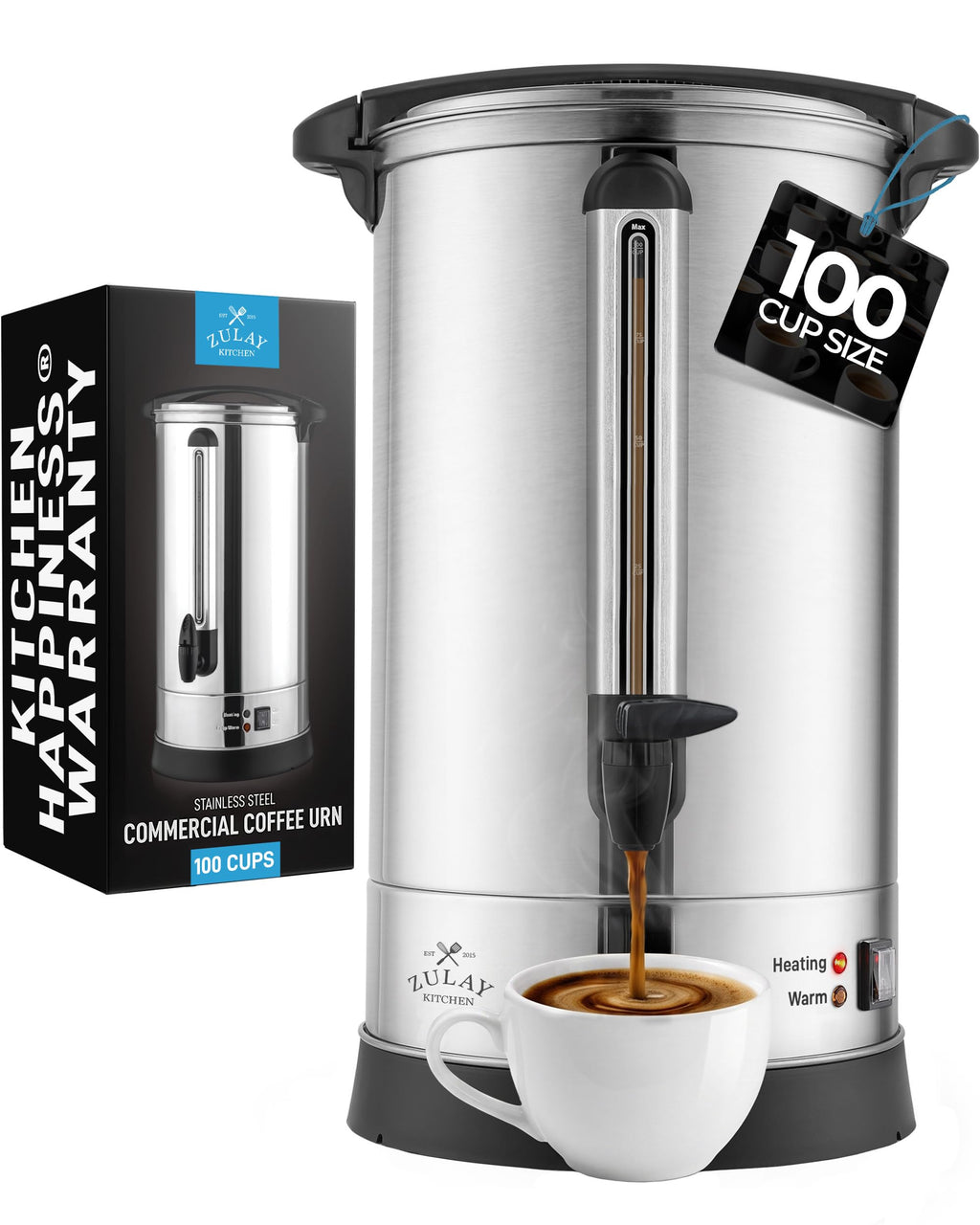 100 Cup Stainless Steel Commercial Coffee Urn F2150