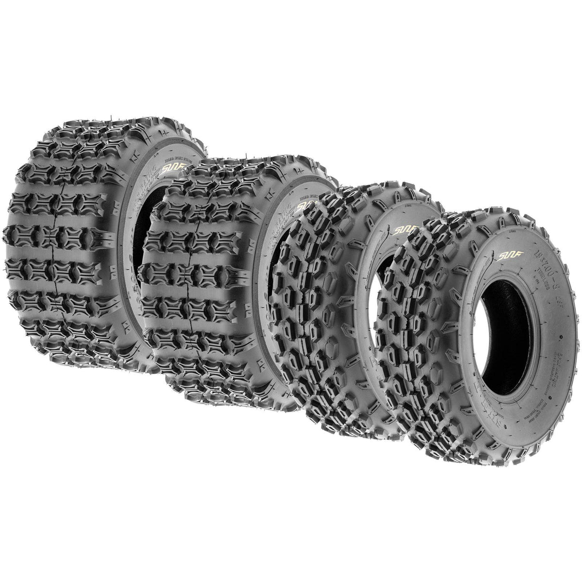 Set of 4 Sport ATV Tubeless Tires 19x7-8 Front & 18x9.5-8 Rear 4 Ply X753989