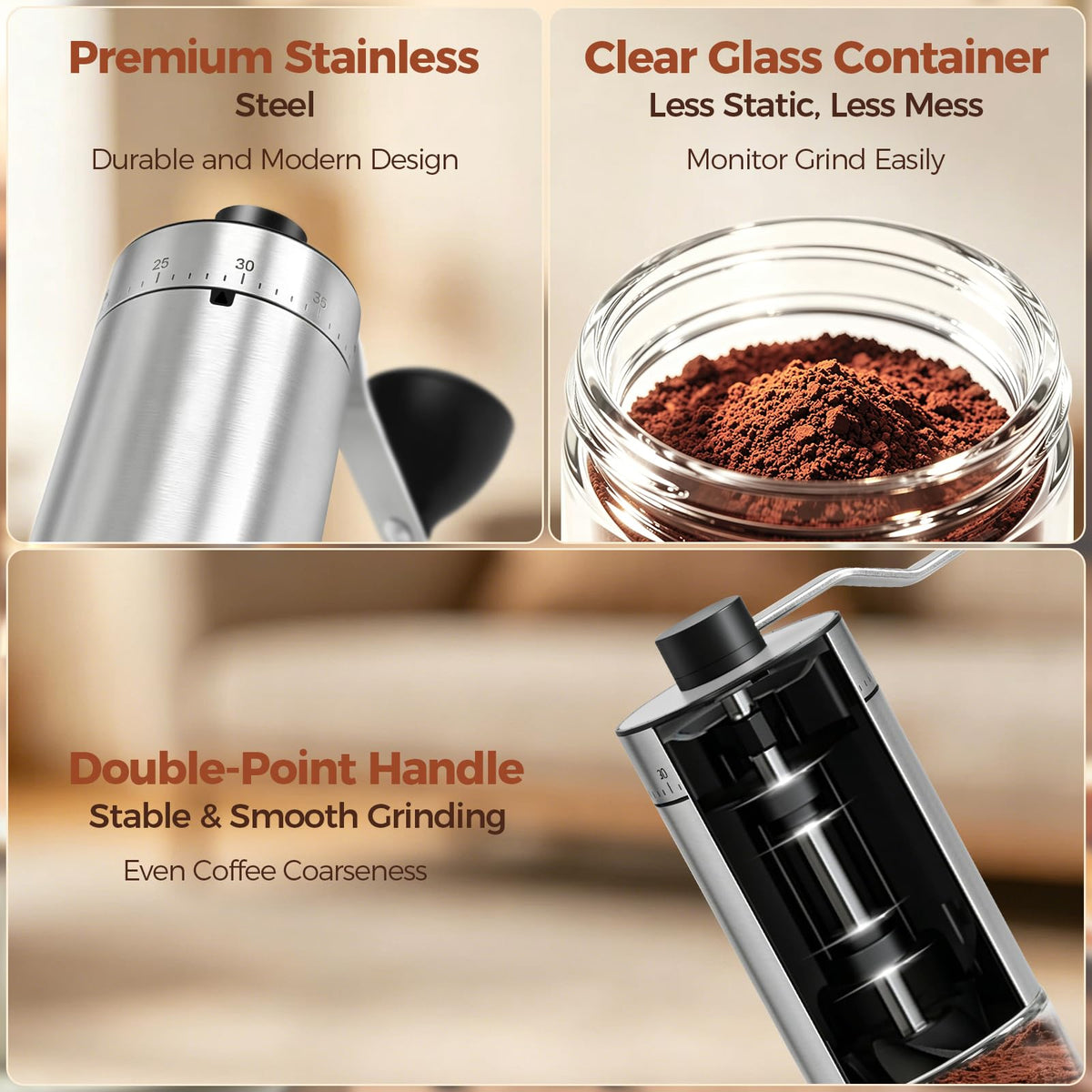 Manual Coffee Grinder with Ceramic Conical Burr R9365