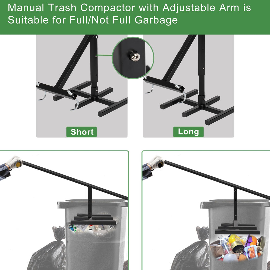 Black Manual Trash Compactor Adjustable Handle T40828