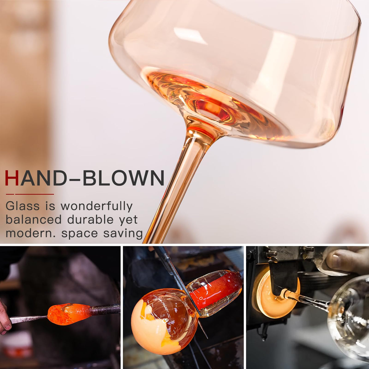 Hand Blown Colored Coupe Glasses Set of 6 P625