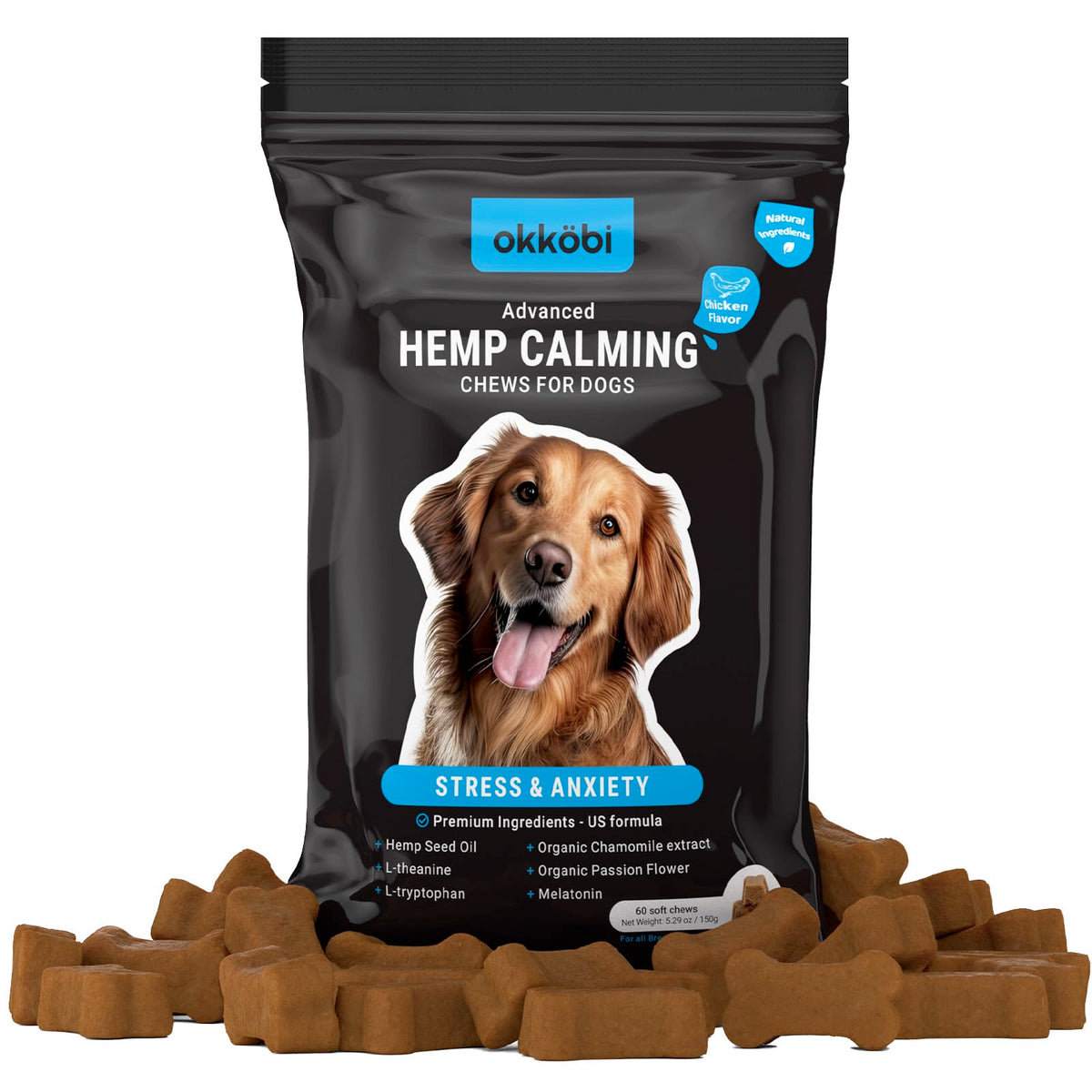 Chicken Flavor 60 Count Calming Chews for Dogs S94862