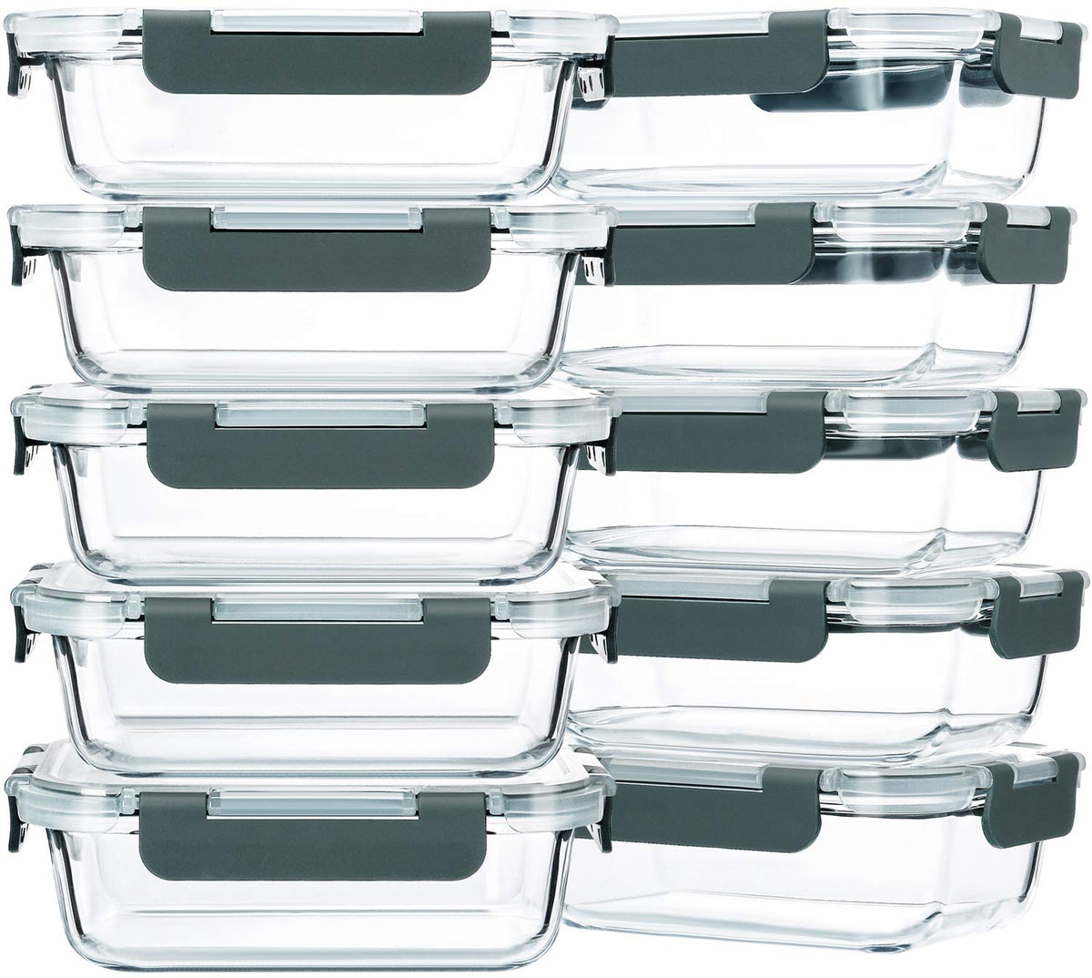 10 Pack 22 oz Glass Food Storage Containers with Lids M762575