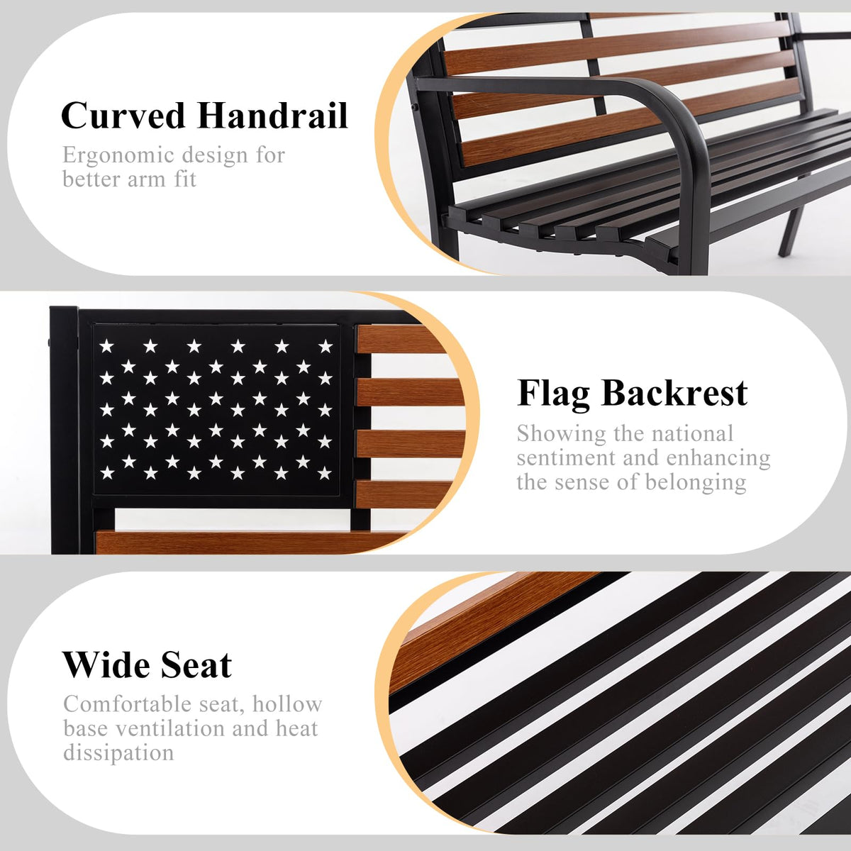 50" Outdoor Garden Bench with Weatherproof Seat U7785