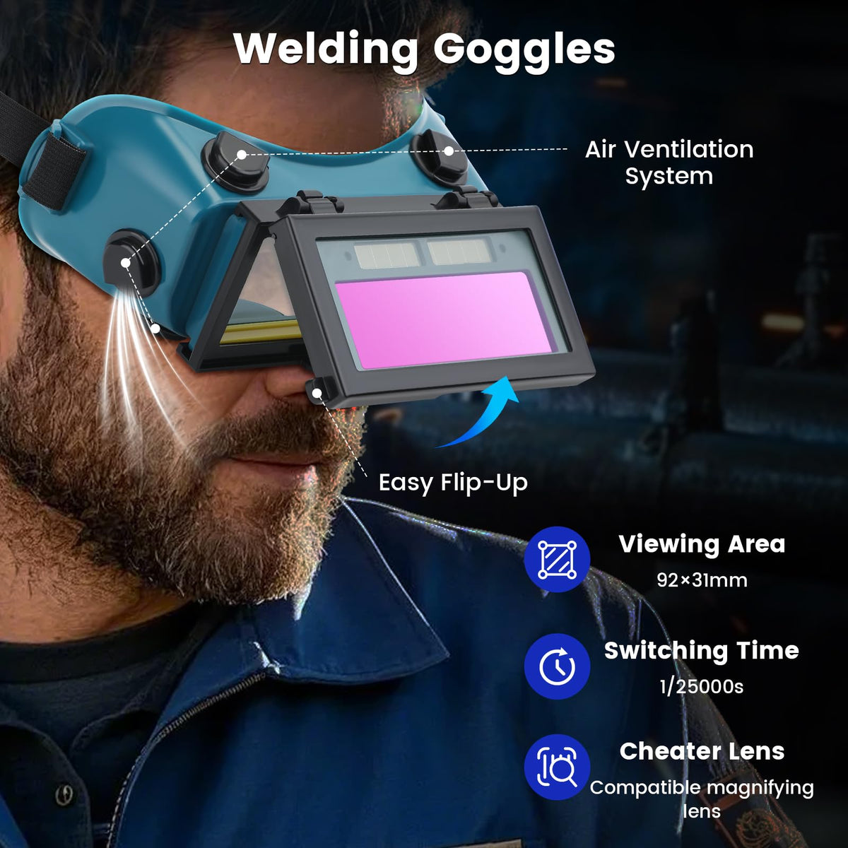Auto-Darkening Welding Goggles with Flip-Up Lens T270838