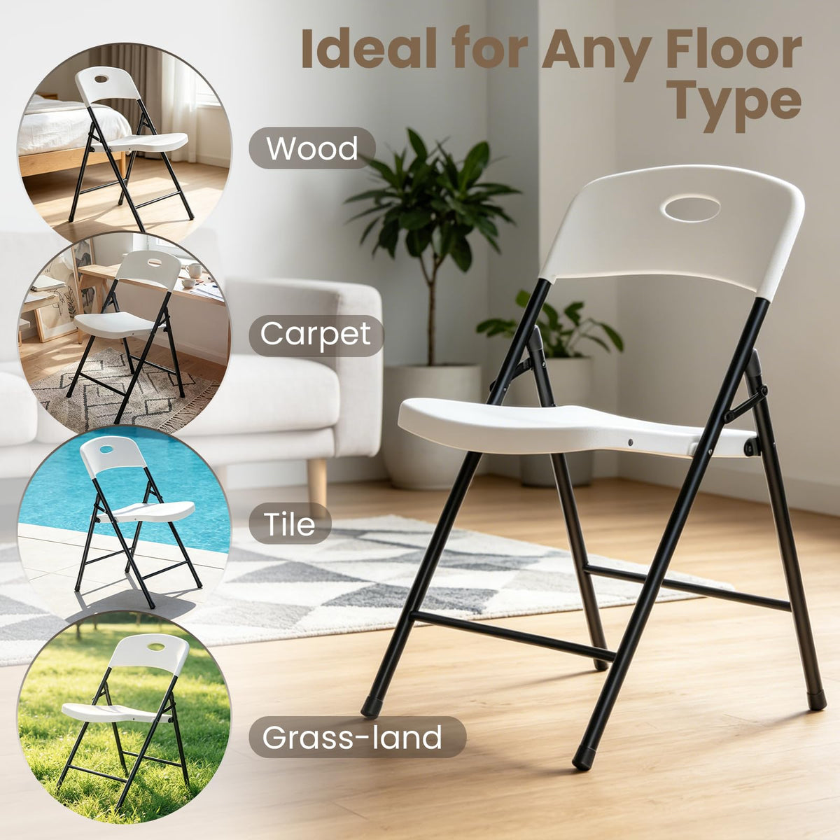 White 6 Pack Heavy Duty Folding Chairs F546