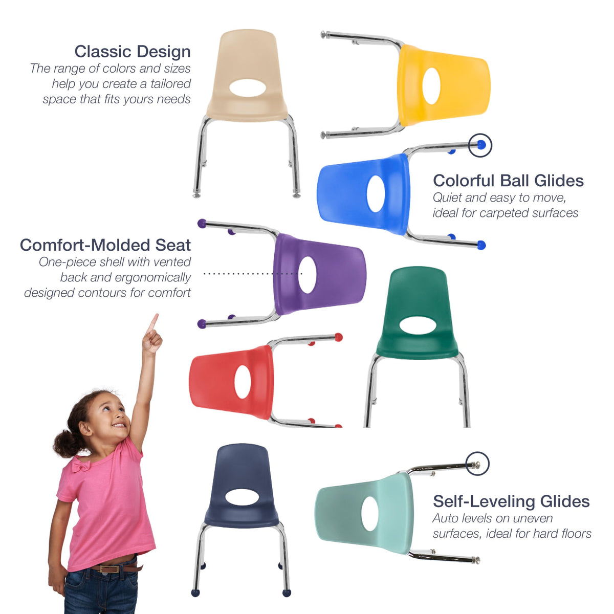 18" Light Gray School Stack Chair K7389
