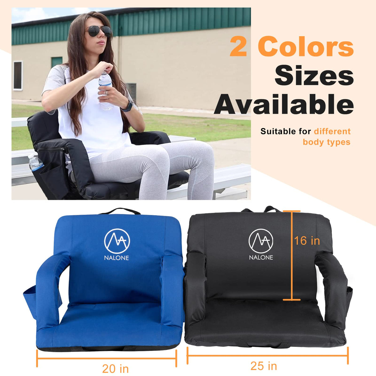 Folding Stadium Seat with Back Support and Armrests J24781