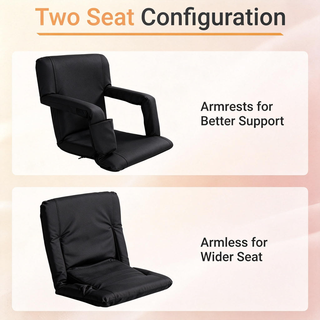21" 25" Wide Padded Stadium Seat Chair with Back Support and Arms U64948