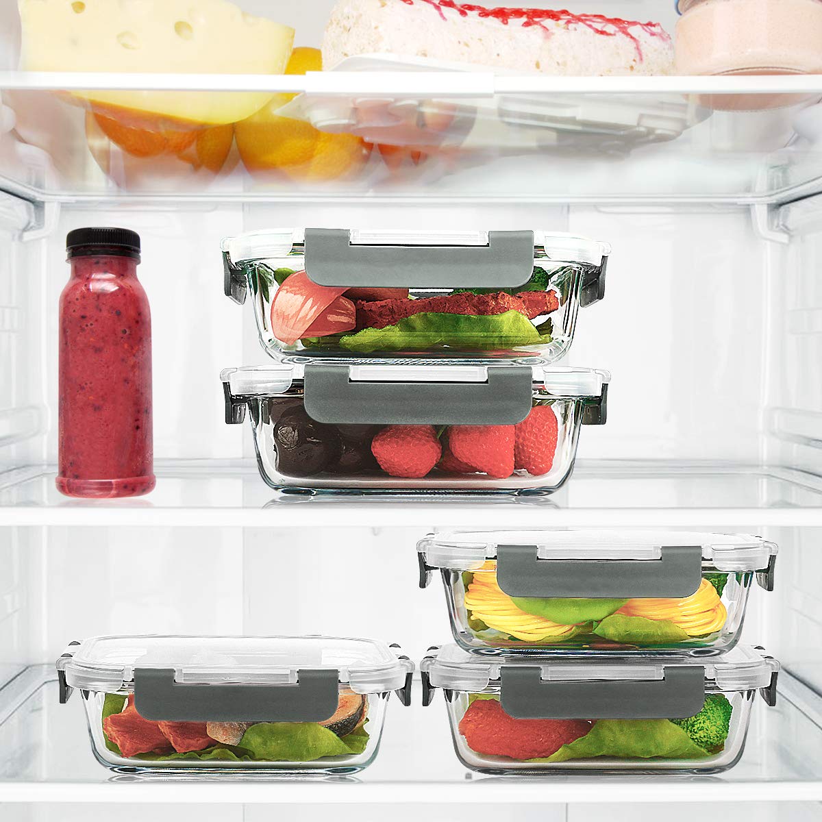 10 Pack 22 oz Glass Food Storage Containers with Lids M762575
