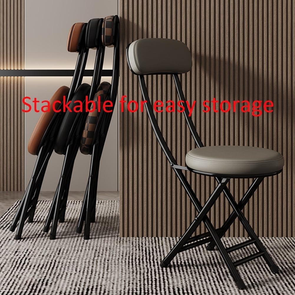 Black 18 Inch Cushioned Folding Kitchen Stool Z663577